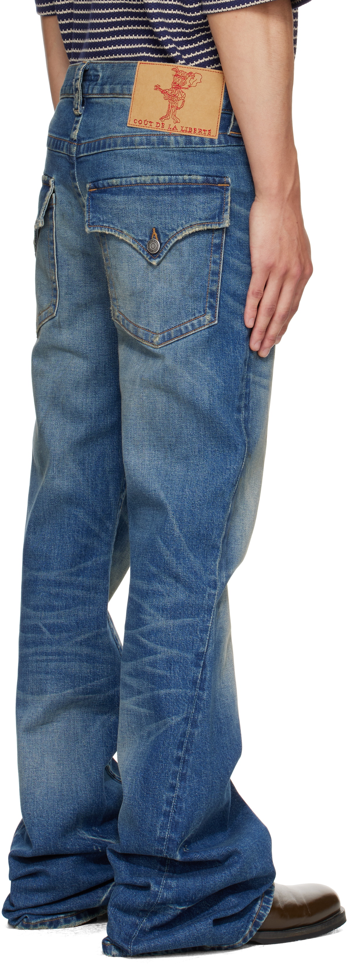 COÛT DE LA LIBERTÉ Blue Jimmy Sioux Twisted Flare Jeans