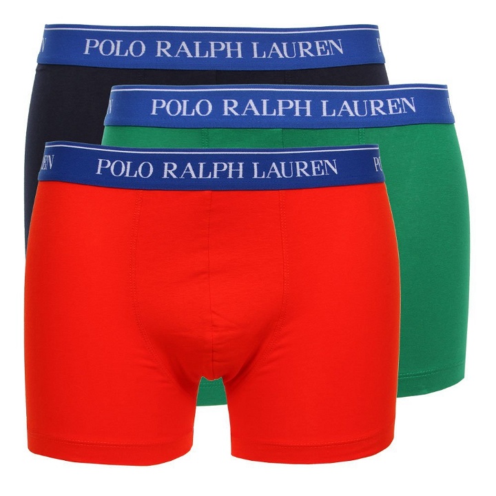 Photo: Three Pack Boxer Shorts - Red / Green / Navy