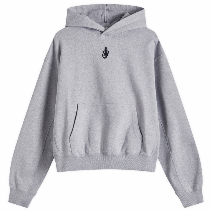 Photo: JW Anderson Women's Anchor Embroidery Cropped Hoodie in Grey Melange