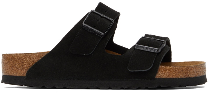 Photo: Birkenstock Black Suede Soft Footbed Arizona Sandals