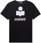 ISABEL MARANT - Karman Logo-Flocked Slub Linen T-Shirt - Black