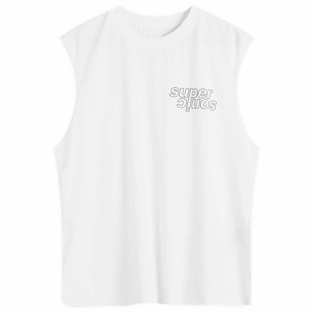 Over Over Men's Suopersonic Easy Sleevless T-Shirt in White Foil