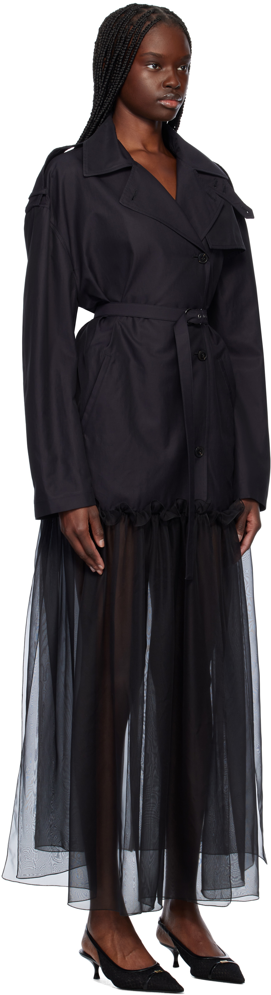 Nensi Dojaka Black Mia Hybrid Trench Coat