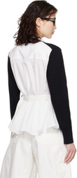 sacai Black & White Poplin Cotton Knit Cardigan