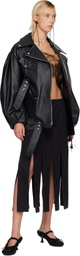 Simone Rocha Black Puff Sleeve Multi Belt Leather Biker Jacket
