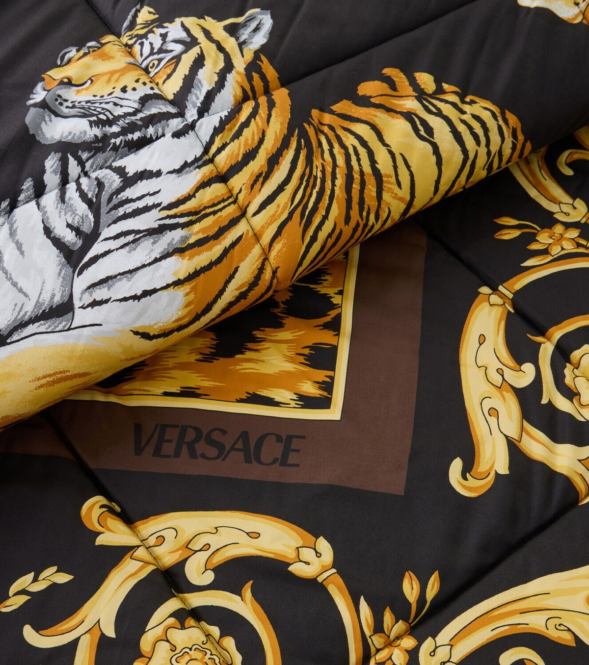 Versace Home Wild Cats cotton satin throw