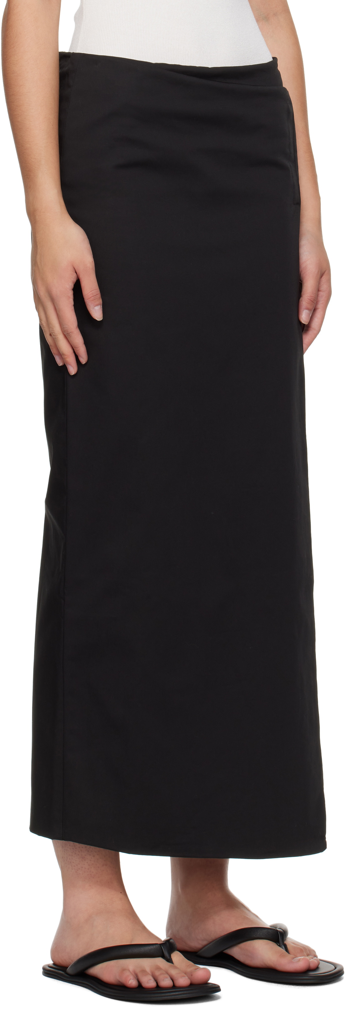 St. Agni Black Column Wrap Midi Skirt