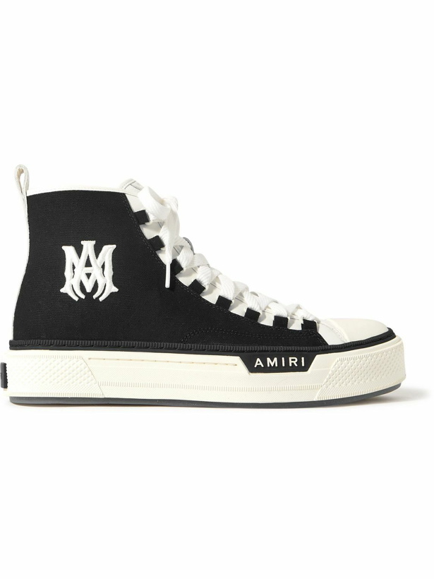 Photo: AMIRI - MA Court Leather-Trimmed Canvas High-Top Sneakers - Black