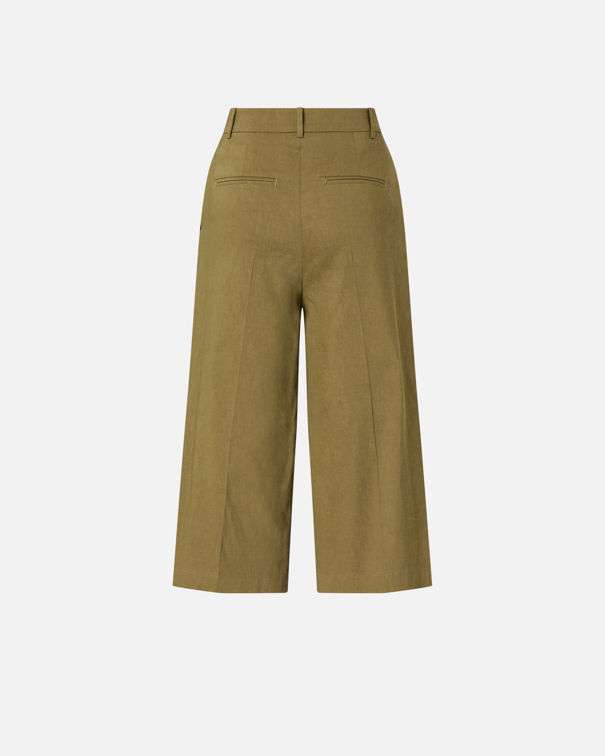 Pinko Buttoned Wide Leg Linen Bermuda Shorts Military Olive Green