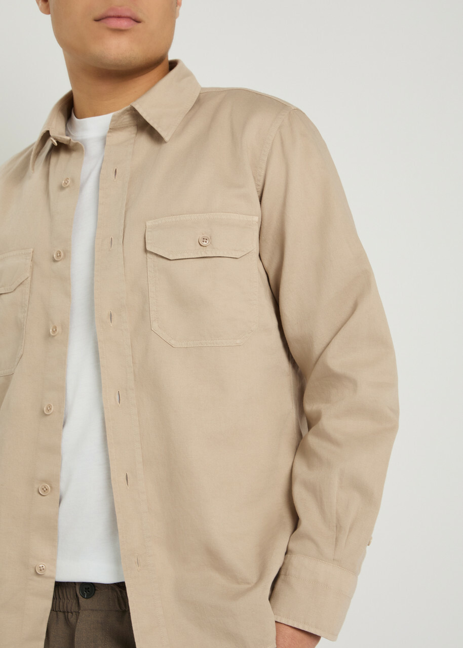 Tom Ford Cotton and Linen-blend Shirt Beige