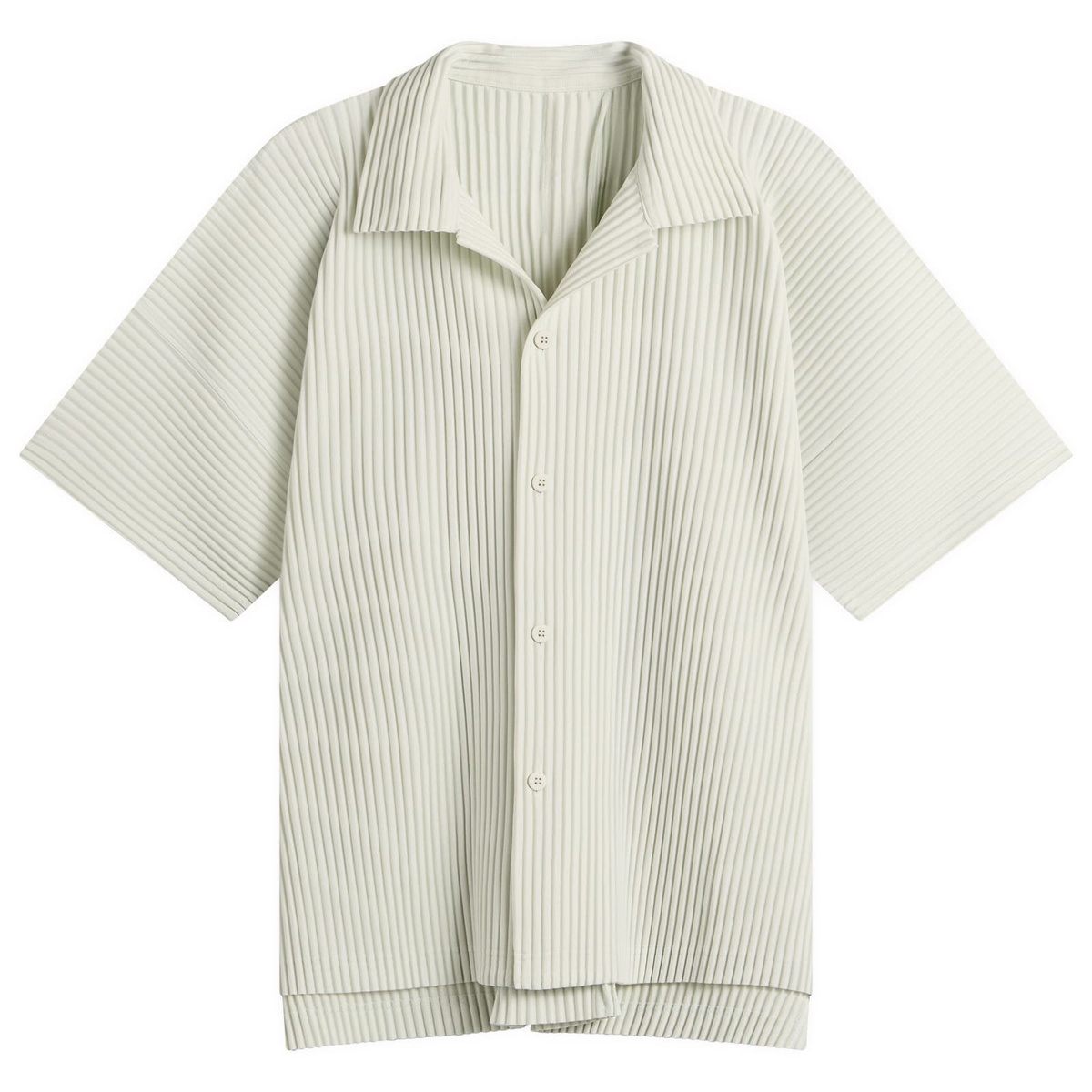 Homme Plissé Issey Miyake Men's Pleat Short Sleeve Shirt in Duomo Green