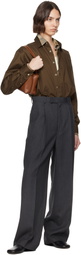 AURALEE Brown Washed Finx Typewriter Button Down Shirt