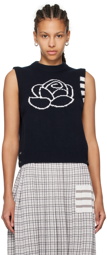 Thom Browne Navy 4-Bar Rose Icon Vest