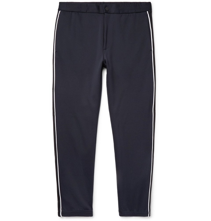 Photo: Theory - Midnight-Blue Tapered Piped Tech-Jersey Trousers - Navy