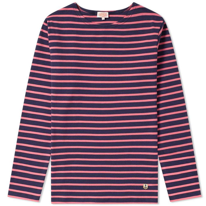 Photo: Armor-Lux 02297 Long Sleeve Mariniere Tee Navy & New Pink