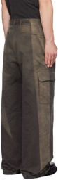 Off-White Gray & Taupe Embroidered Cargo Pants