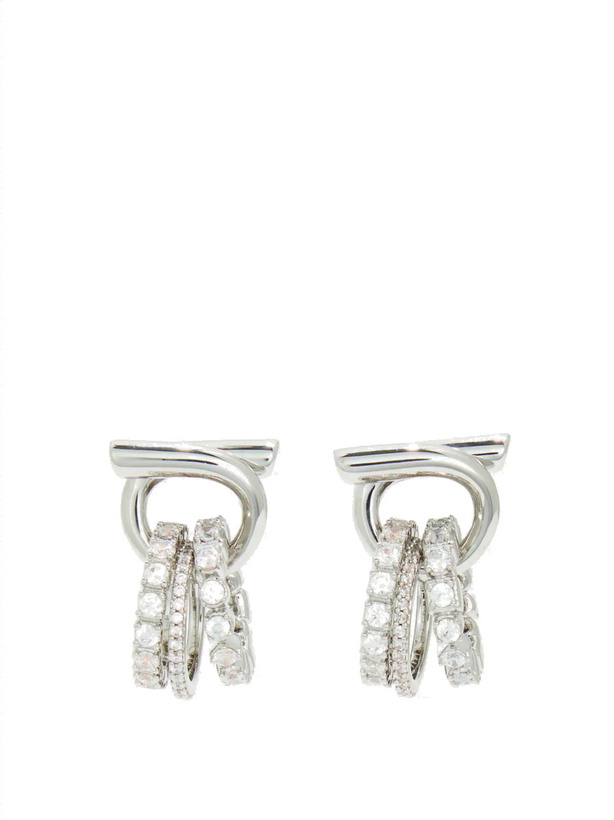 Photo: Ferragamo Womens Gancini earrings with crystal ring pendant detail in Silver