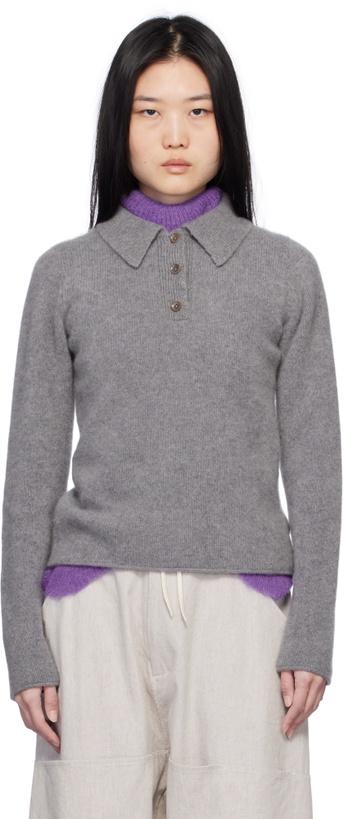 Photo: The Elder Statesman Gray Fitted Polo