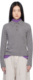 The Elder Statesman Gray Fitted Polo