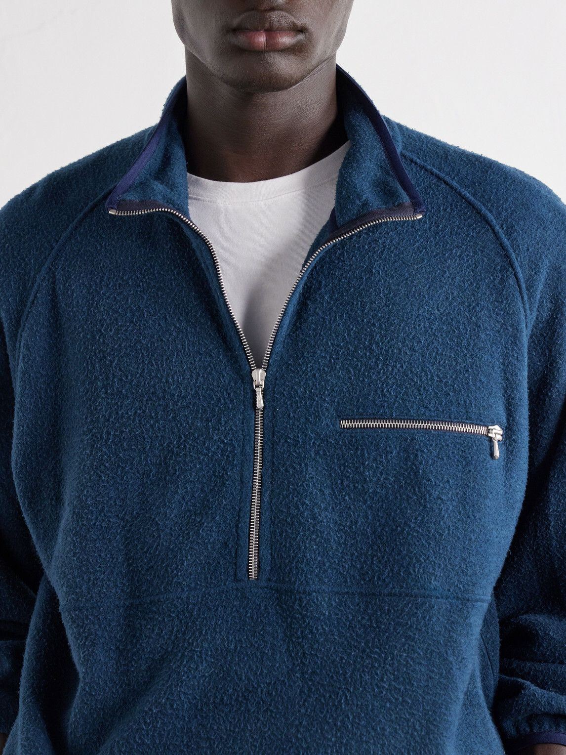 A.PRESSE - Silk-Fleece Half-Zip Sweatshirt - Blue