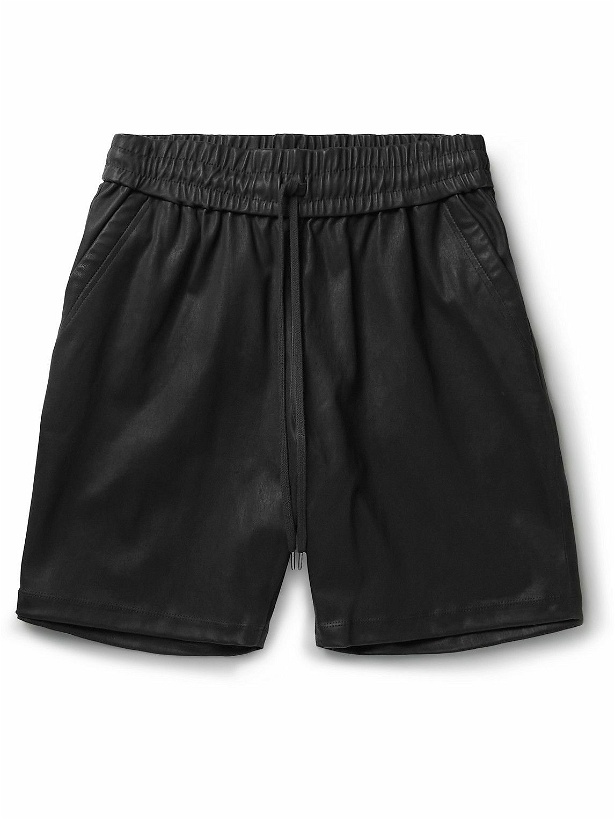 Photo: John Elliott - LA Leather Drawstring Shorts - Black