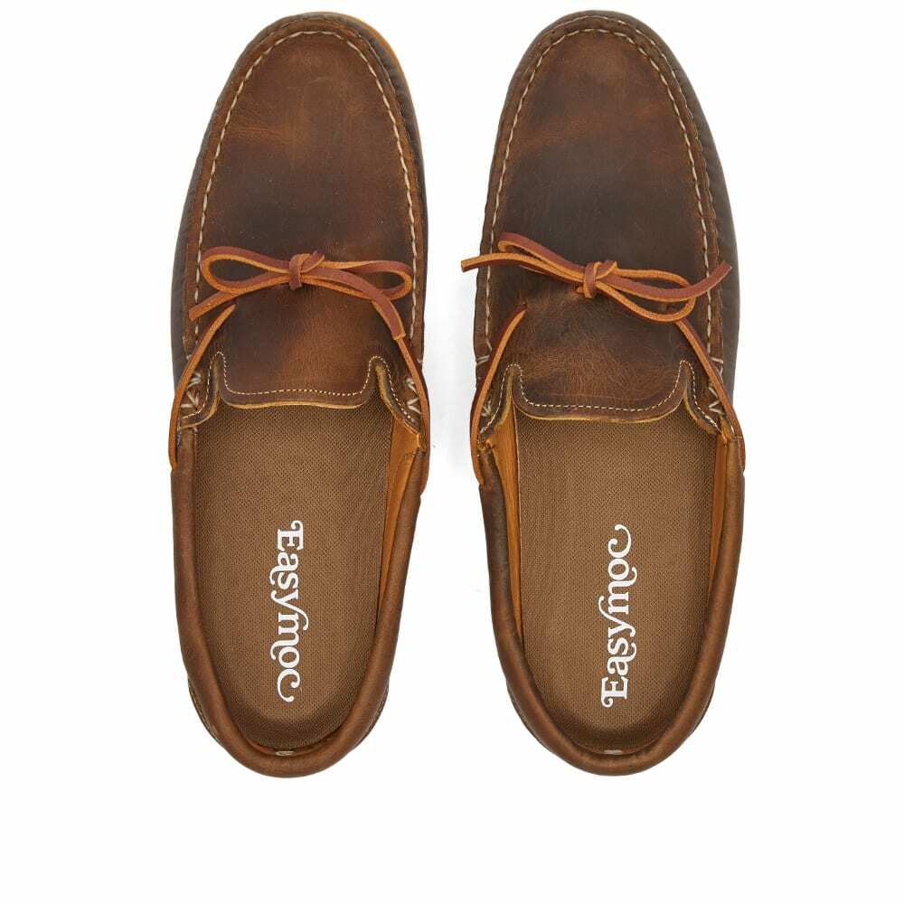 EasyMoc Men's Lace Slip On Boat Shoe in Honey Crazy Horse