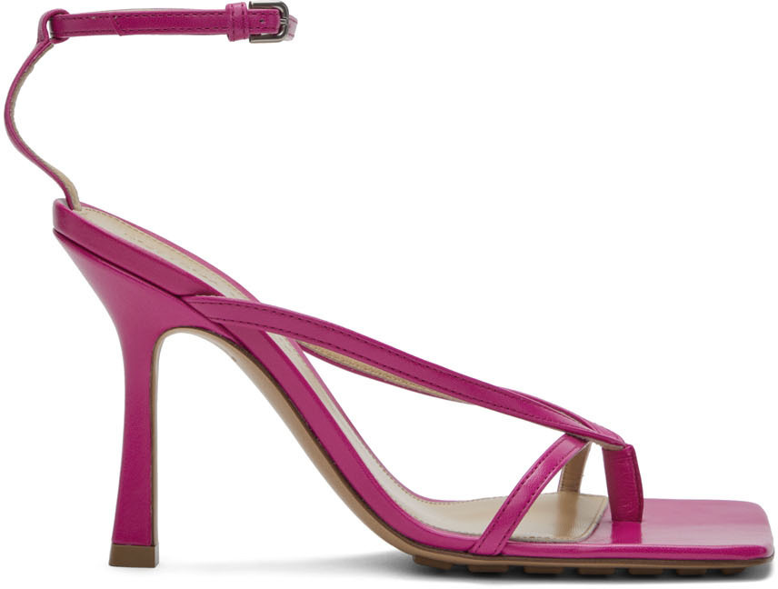 Bottega Veneta: Pink Stretch Heeled Sandals | SSENSE