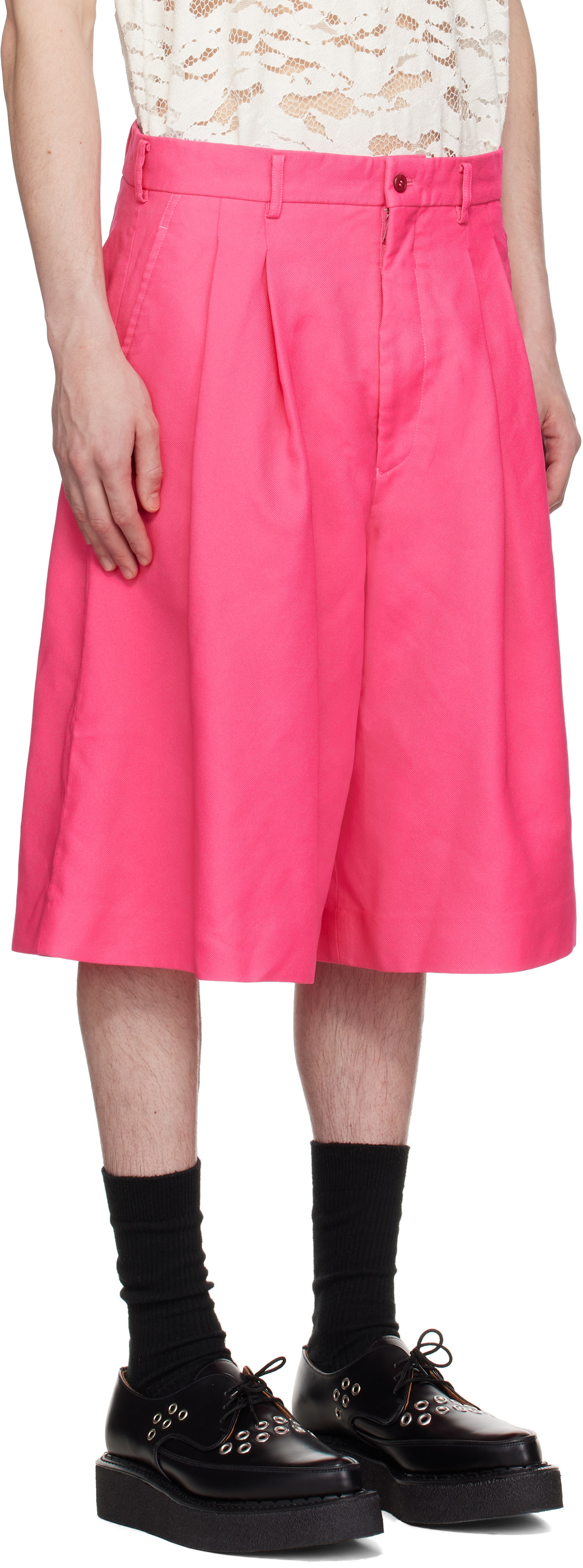Comme des Garçons Homme Plus Pink Gabardine Medium Shorts