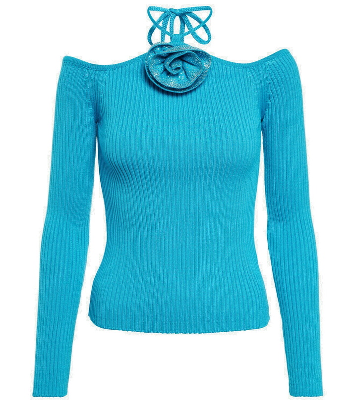 Photo: Giuseppe di Morabito Embellished ribbed-knit top