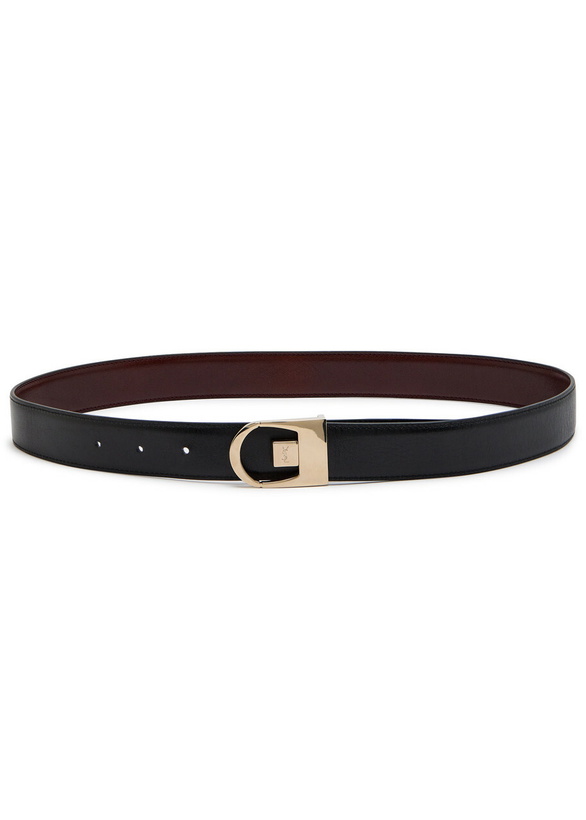 Photo: Saint Laurent Reversible Logo-engraved Leather Belt Black