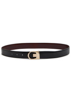 Saint Laurent Reversible Logo-engraved Leather Belt Black