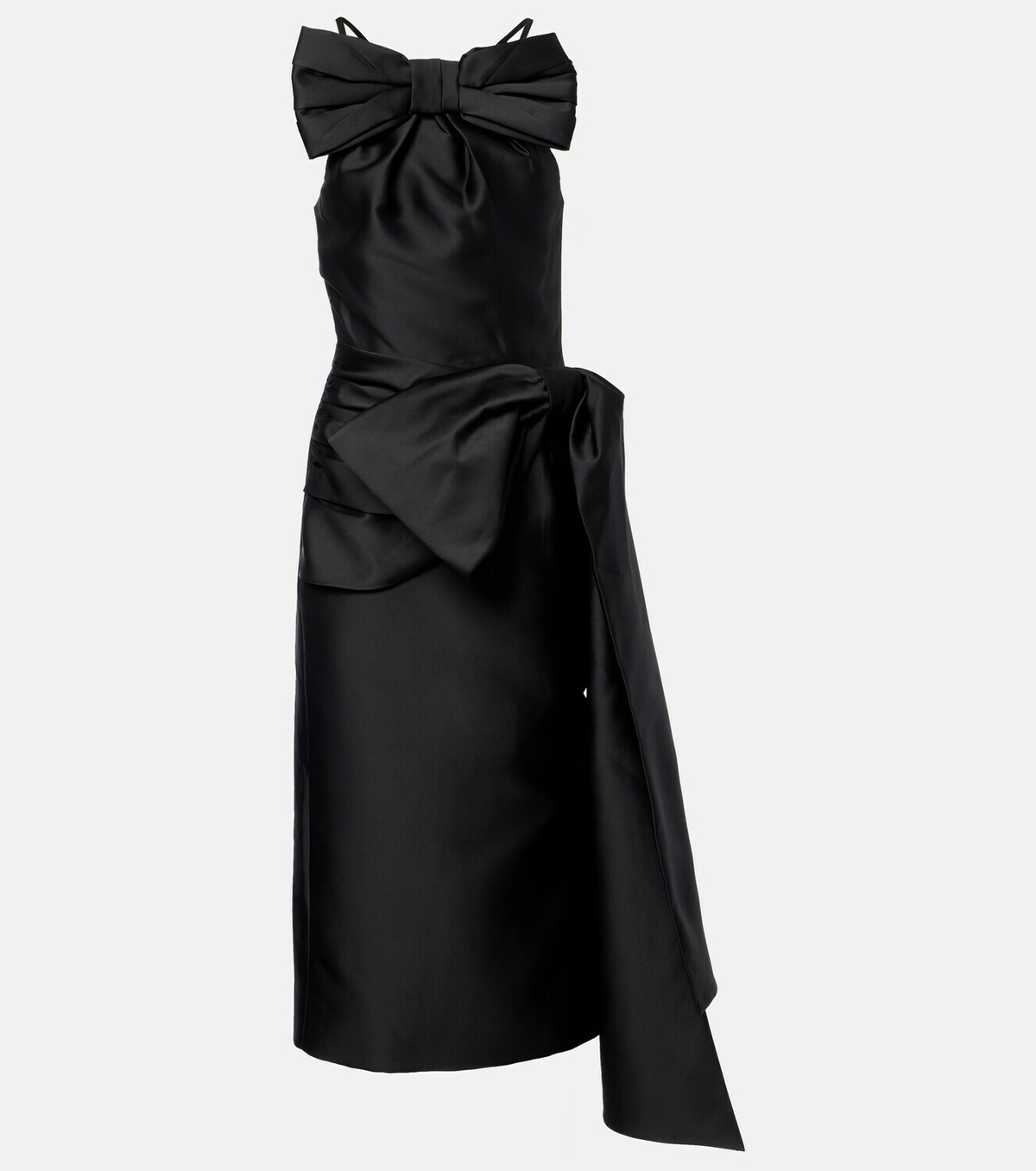 Shushu/Tong Bow-detail wool-blend satin midi dress