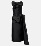 Shushu/Tong Bow-detail wool-blend satin midi dress