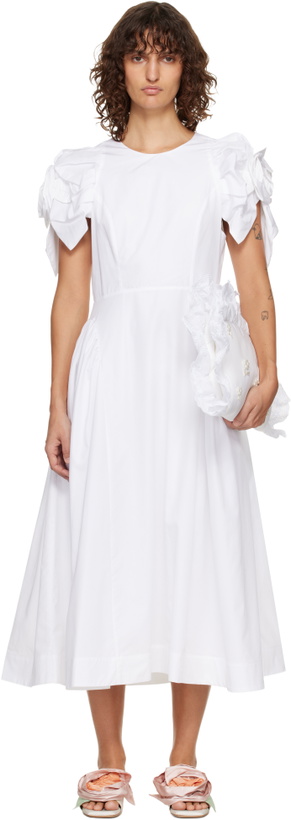Photo: Simone Rocha White Rose Puff Sleeve Hip Midi Dress