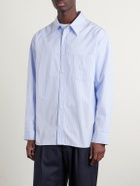 A.P.C. - Malaury Logo-Embroidered Striped Cotton-Poplin Shirt - Blue