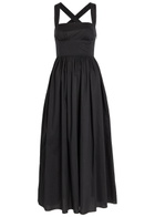 Matteau Gathered Cotton-poplin Midi Dress Black