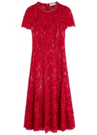Self-portrait Embellished Lace Midi Dress Red