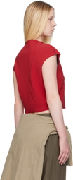 AMOMENTO Red Wholegarment Cap Sleeve Cardigan Vest