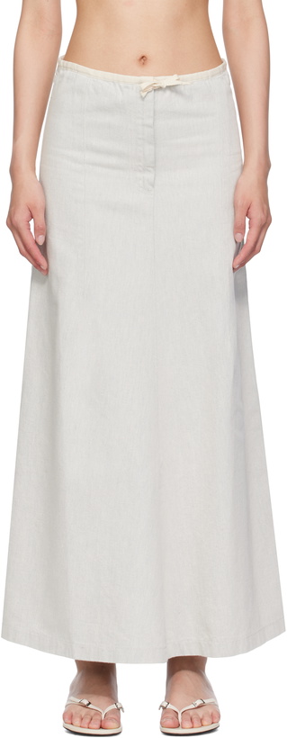 Photo: Baserange Off-White & Blue Arthur Denim Maxi Skirt