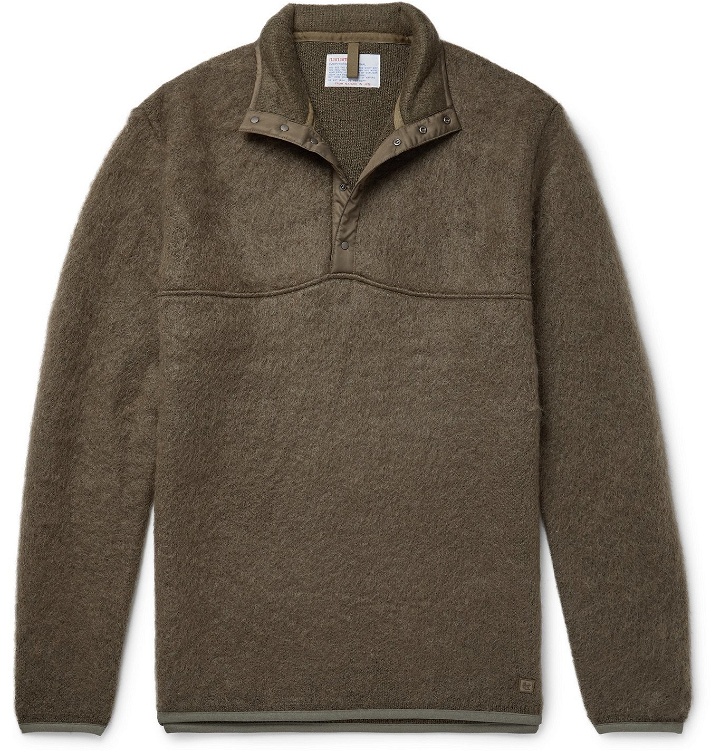 Photo: nanamica - Shell-Trimmed Mohair-Blend Half-Placket Sweater - Green