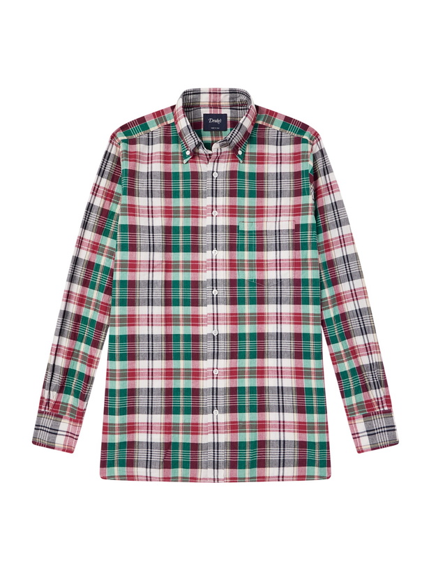 Photo: Drake's - Button-Down Collar Checked Cotton Shirt - Multi