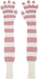 ANDREJ GRONAU SSENSE Exclusive Pink & Off-White Gloves