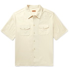 Missoni - Camp-Collar Crochet-Panelled Cotton-Jersey Shirt - Neutrals