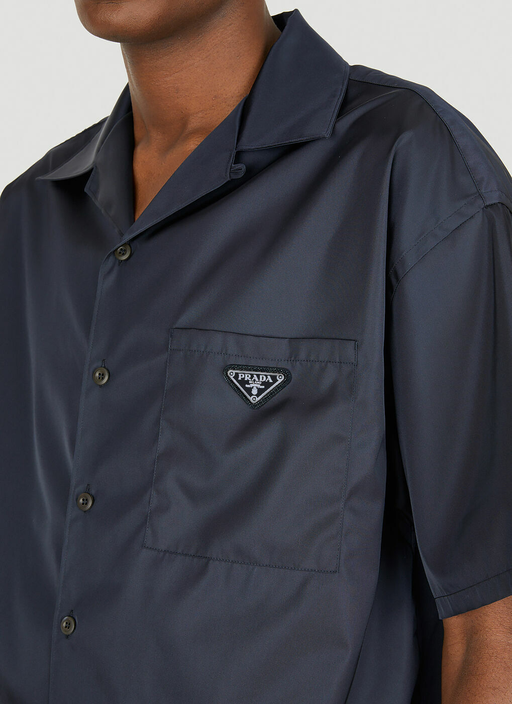 Re-Nylon gabardine shirt in blue - Prada