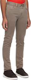 ZEGNA Taupe Garment-Dyed Jeans