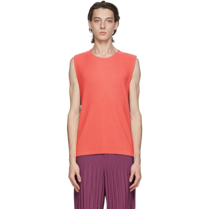 Photo: Homme Plisse Issey Miyake Pink and Purple Pleated Quartet Tank Top