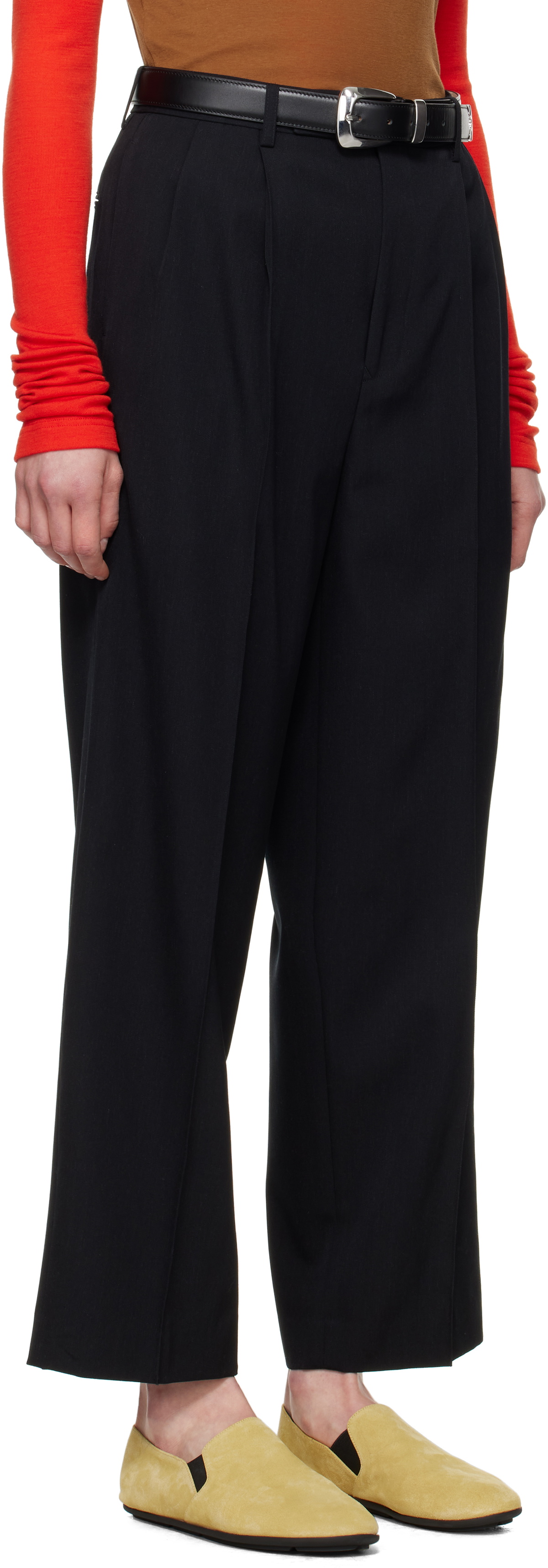 AURALEE Black Light Wool Max Gabardine Trousers