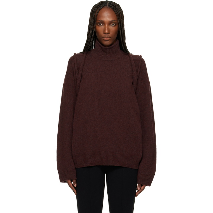 Photo: ISSEY MIYAKE Brown Backpack Knit Turtleneck