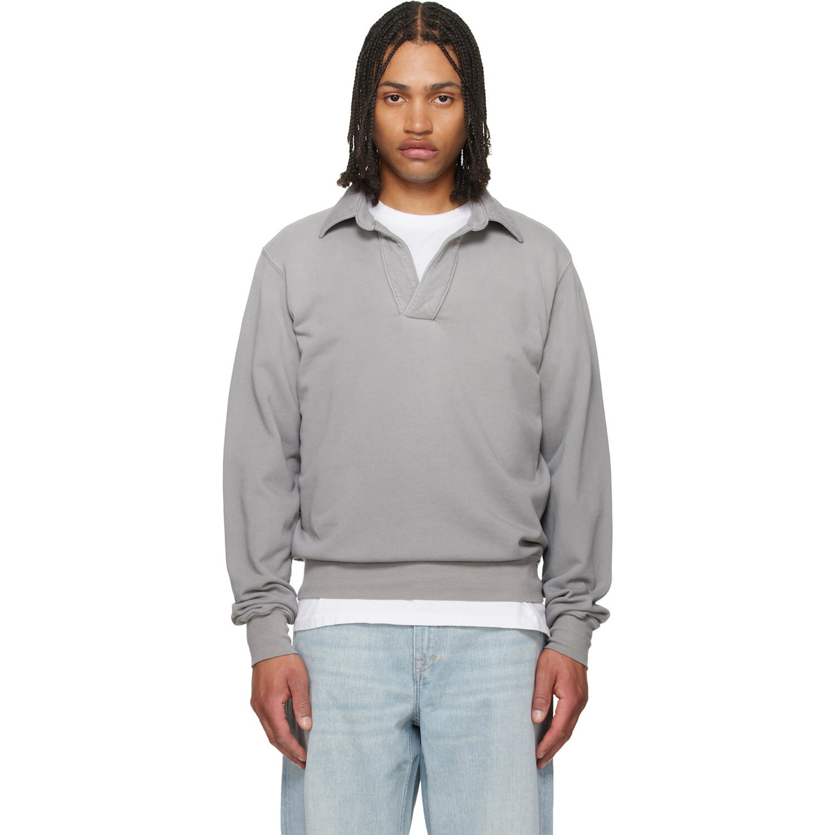 Les Tien Gray French Terry Banded Polo