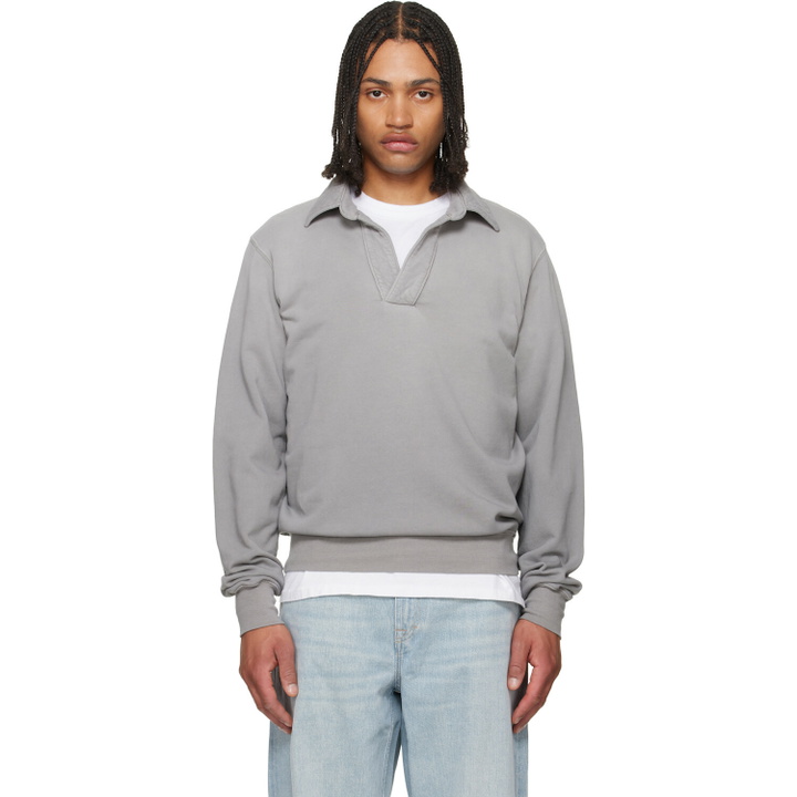 Photo: Les Tien Gray French Terry Banded Polo